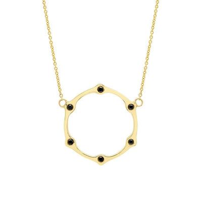 Black Diamond Gear Necklace | Yellow Gold  Necklace Rachel Katz Jewelry