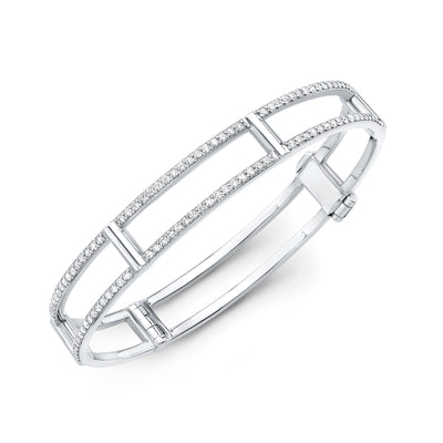 Locking Cage Bracelet | White Gold with Diamonds on Lateral Bars