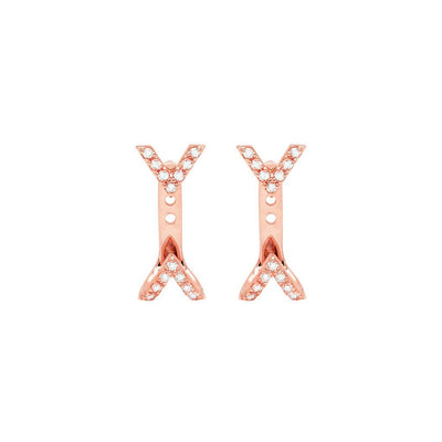 Diamond Dagger Studs with Ear Jackets | Rose Gold