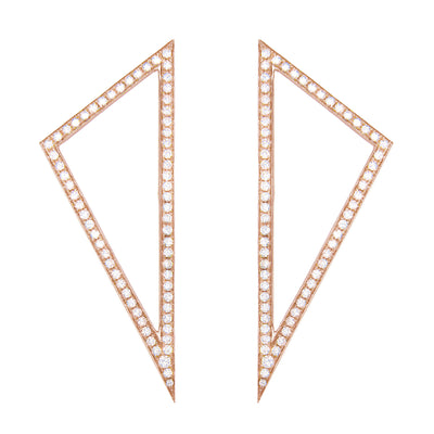 Large Diamond Triangle Earrings | Rose Gold