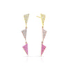 3 Tiered Multicolor Pave Flag Earrings | Yellow and Rose Gold