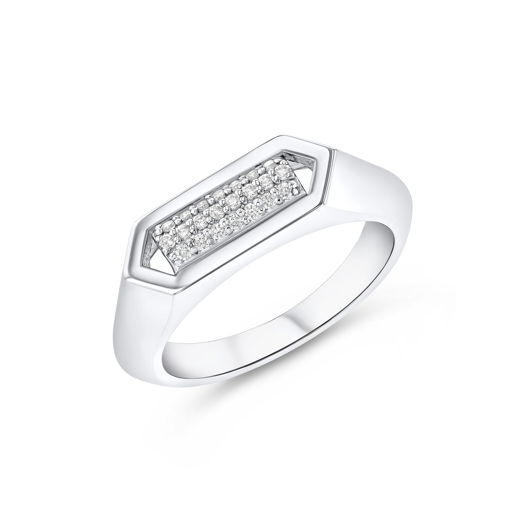 Domed Marquis Signet Ring | White Gold