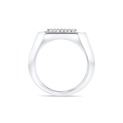 Domed Marquis Signet Ring | White Gold