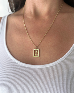 Medium Deco Initial Necklace | Yellow Gold