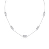 Domed Marquis 5 Station Necklace | White Gold