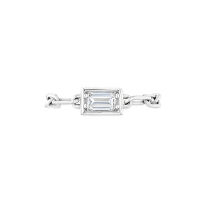 Baguette Diamond Chain Ring | White Gold