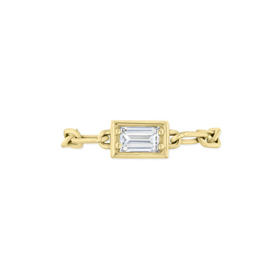 Baguette Diamond Chain Ring | Yellow Gold