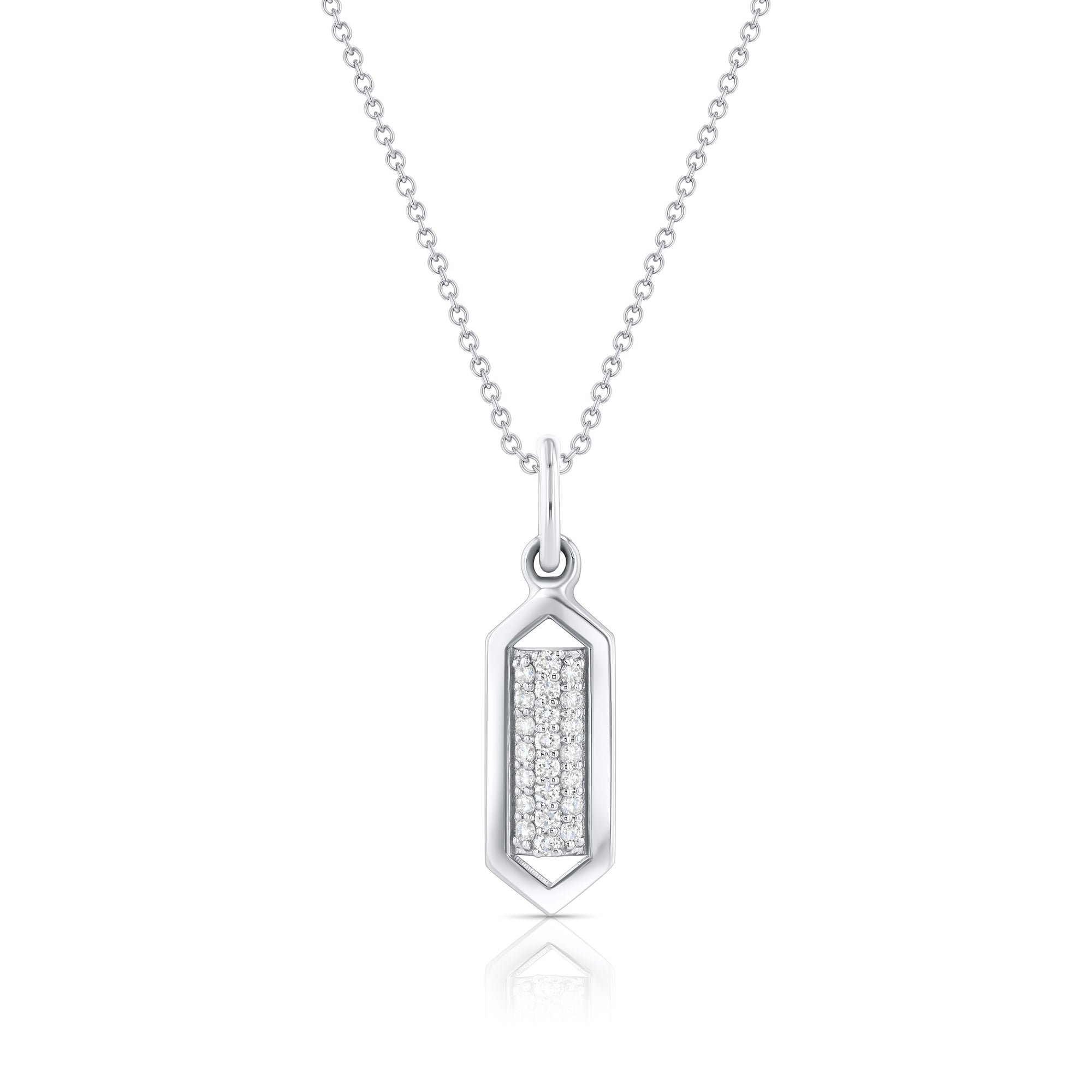 Domed Marquis Necklace | White Gold