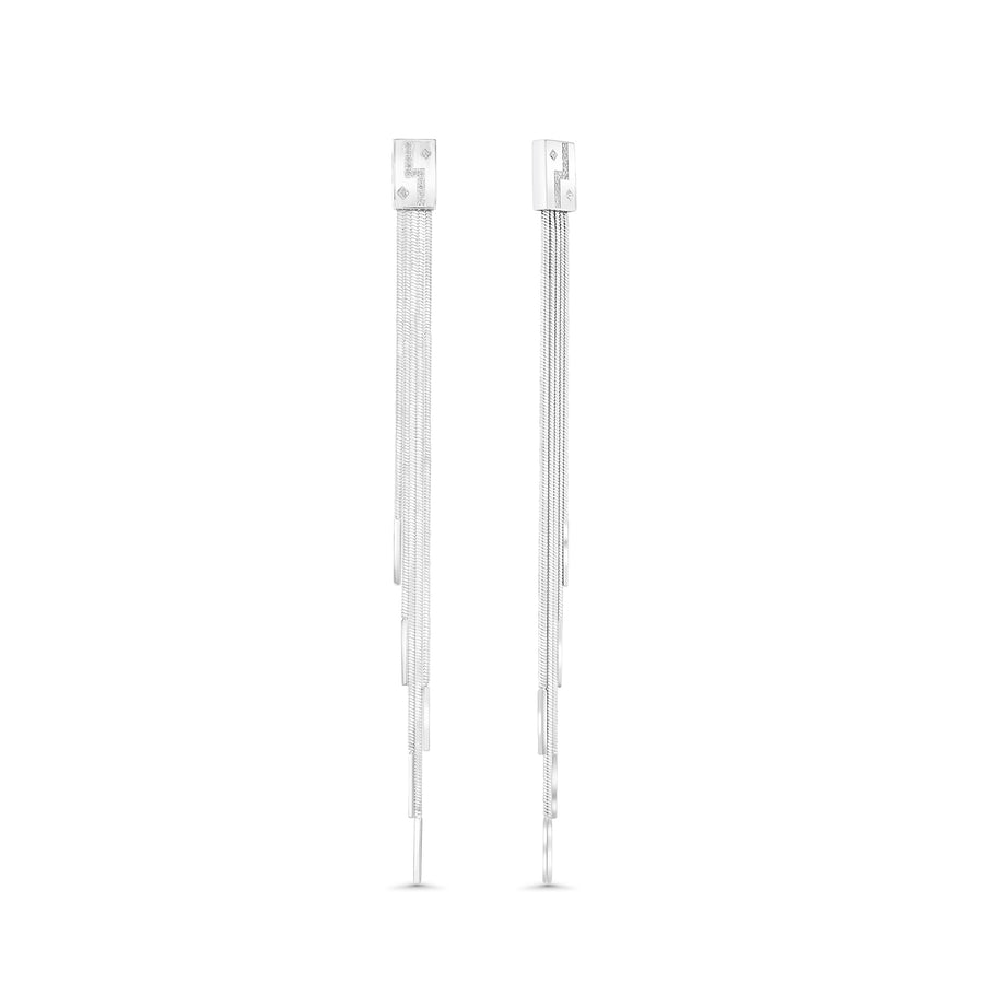 Meridian Fringe Earrings | White Gold