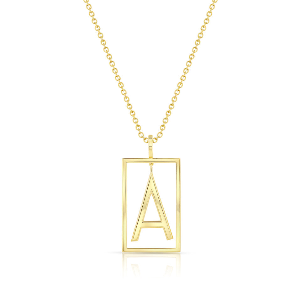 Large Deco Initial Necklace | Yellow Gold