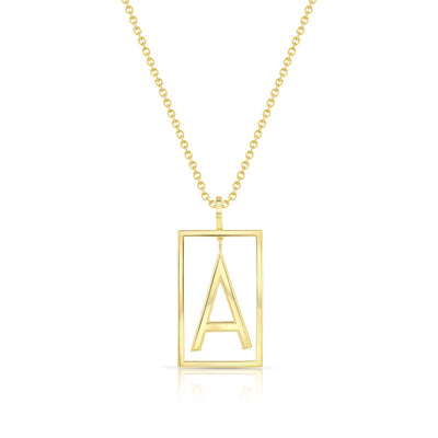 Large Deco Initial Necklace | Yellow Gold