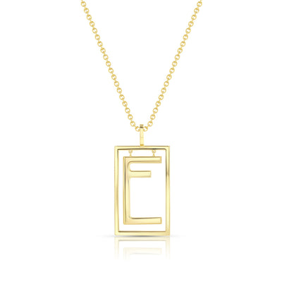 Large Deco Initial Necklace | Yellow Gold