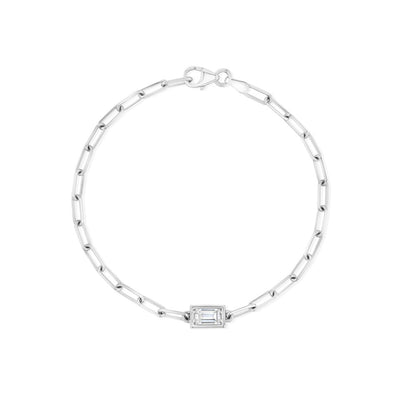 Baguette Diamond Chain Bracelet - 1 Station | White Gold