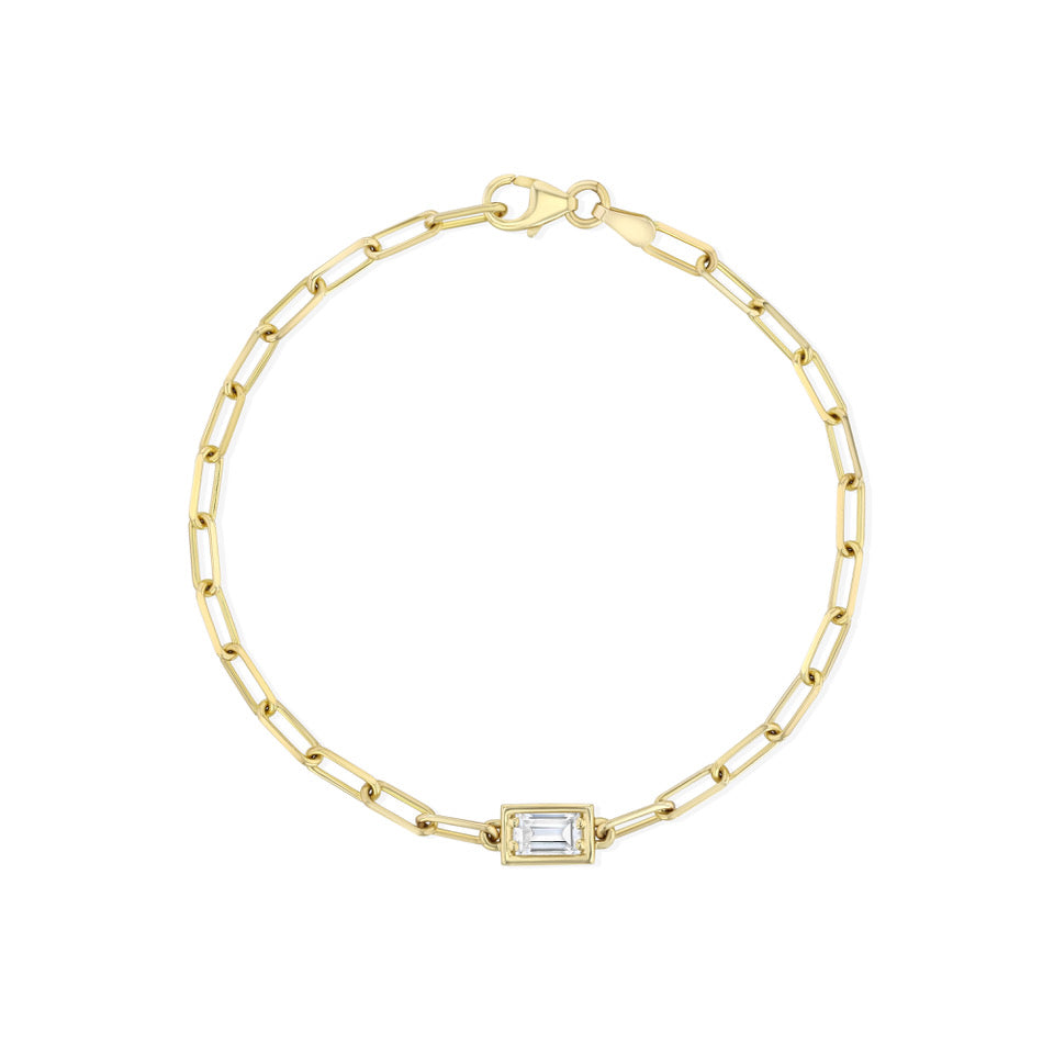 Baguette Diamond Chain Bracelet - 1 Station | Yellow Gold