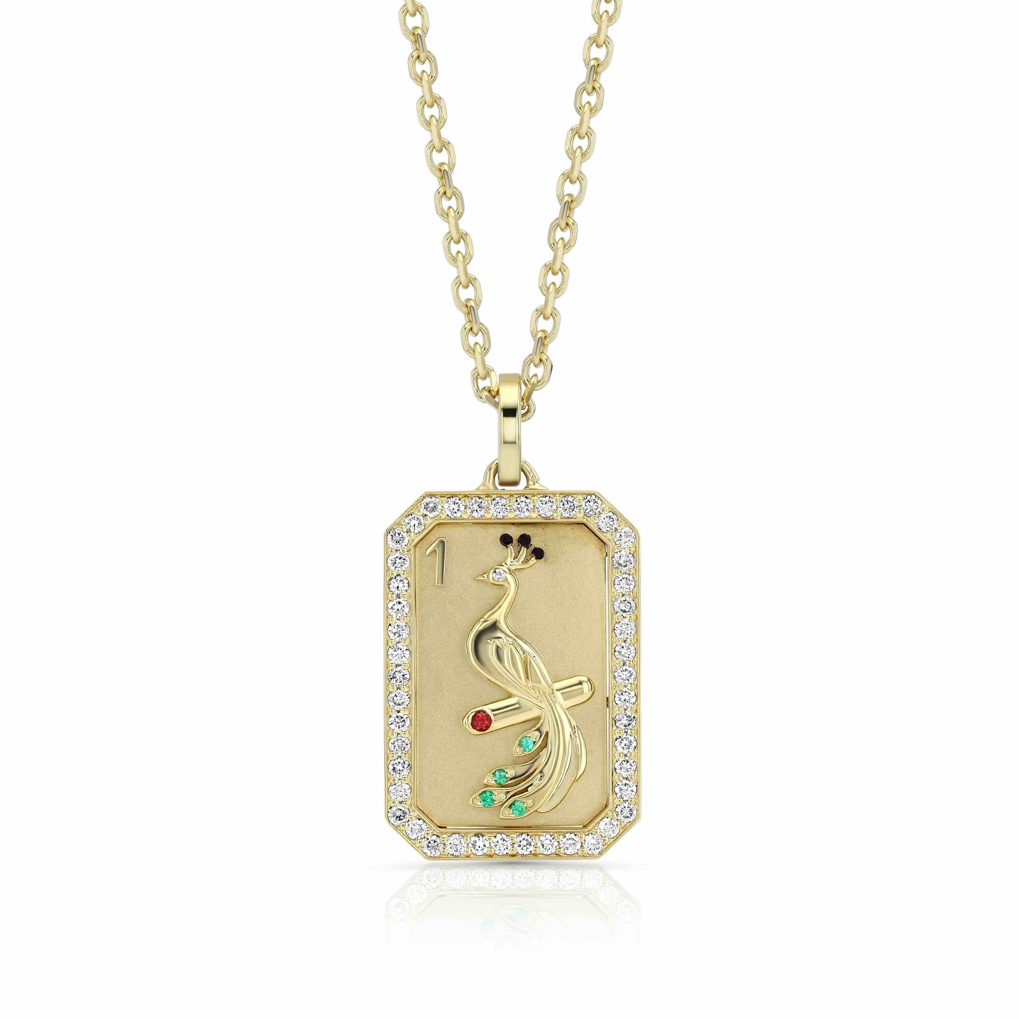 Bird Bam Mahjong Tile Necklace | Luxe