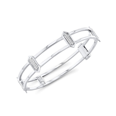 Domed Marquis Locking Cage Bracelet | White Gold with Diamonds