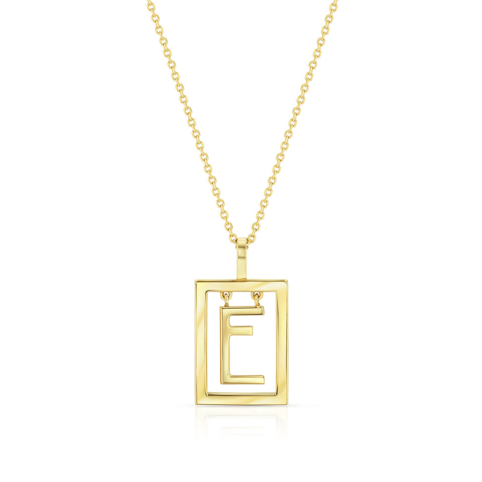 Medium Deco Initial Necklace | Yellow Gold