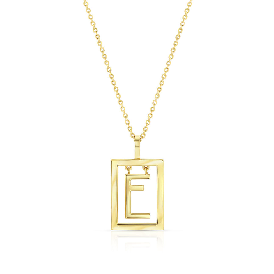 Medium Deco Initial Necklace | Yellow Gold
