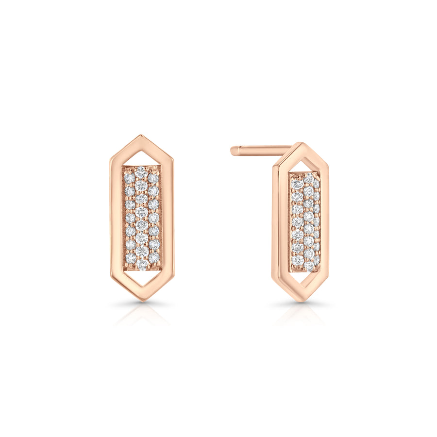 Domed Marquis Studs | Rose Gold