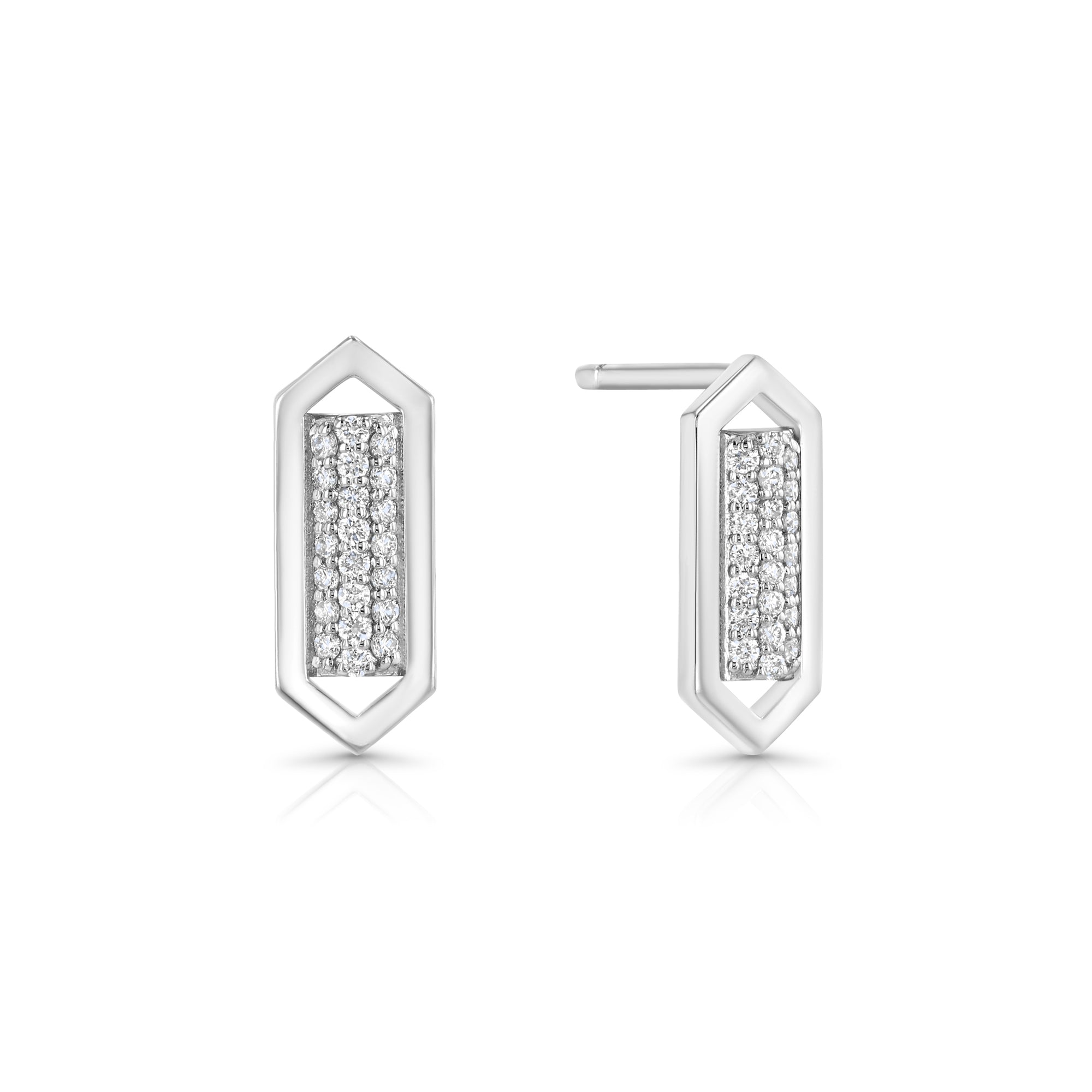 Domed Marquis Studs | White Gold