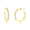 Small Cage Hoops with Diamonds on the Front | Yellow Gold