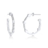 Small Cage Hoops with Diamonds on the Front | White Gold