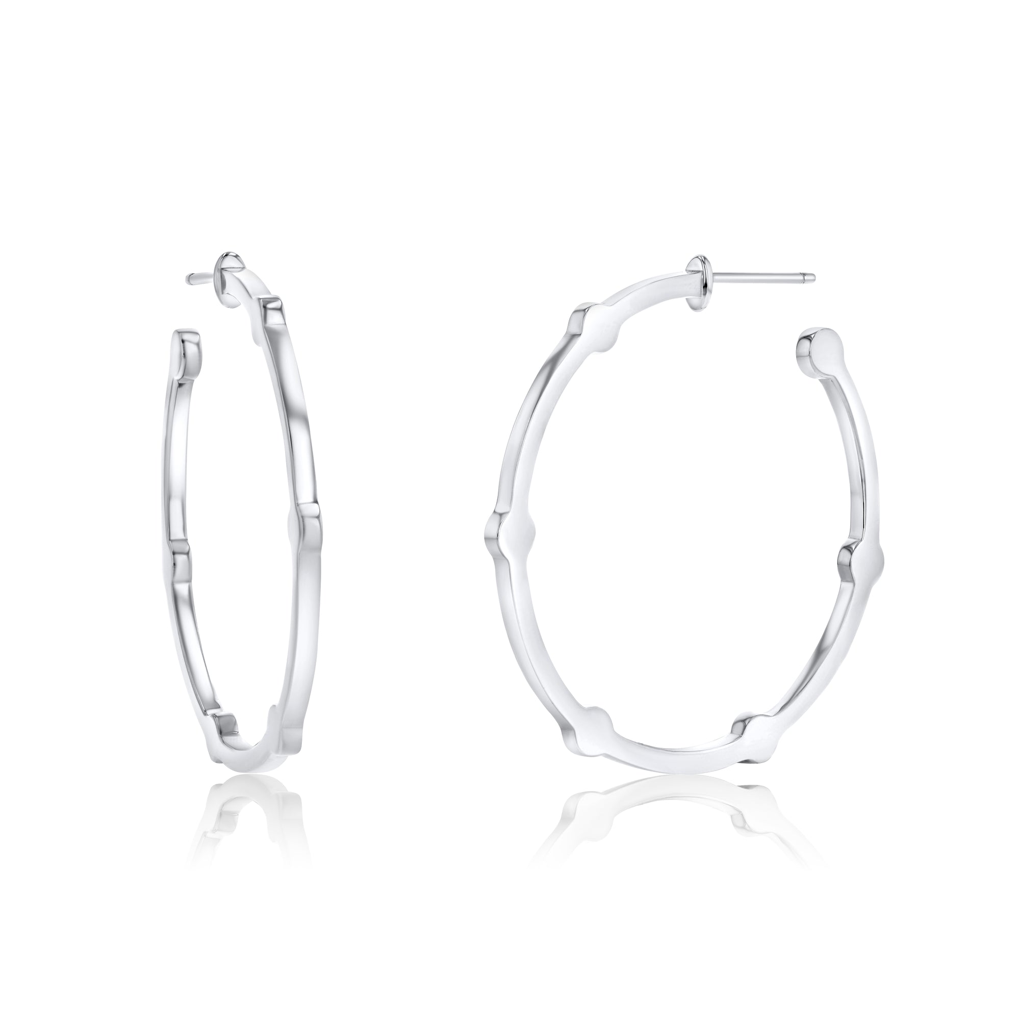 Medium Thin Cage Hoops | White Gold