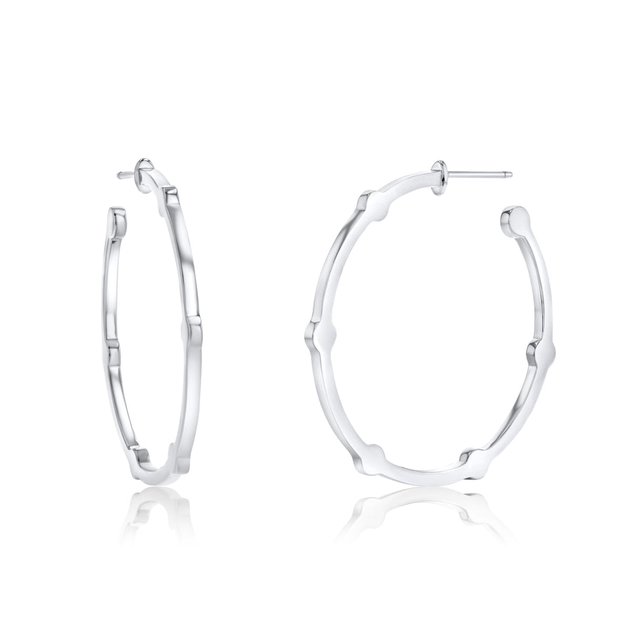 Medium Thin Cage Hoops | White Gold