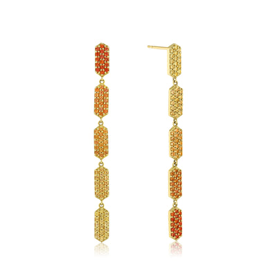 5 Tiered Ombre Yellow Sapphire and Diamond Marquis Earrings | Yellow Gold