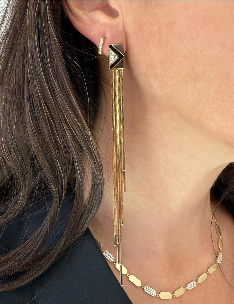 Deco Chevron Fringe Earrings | Yellow Gold