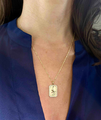 Bird Bam Mahjong Tile Necklace | Luxe