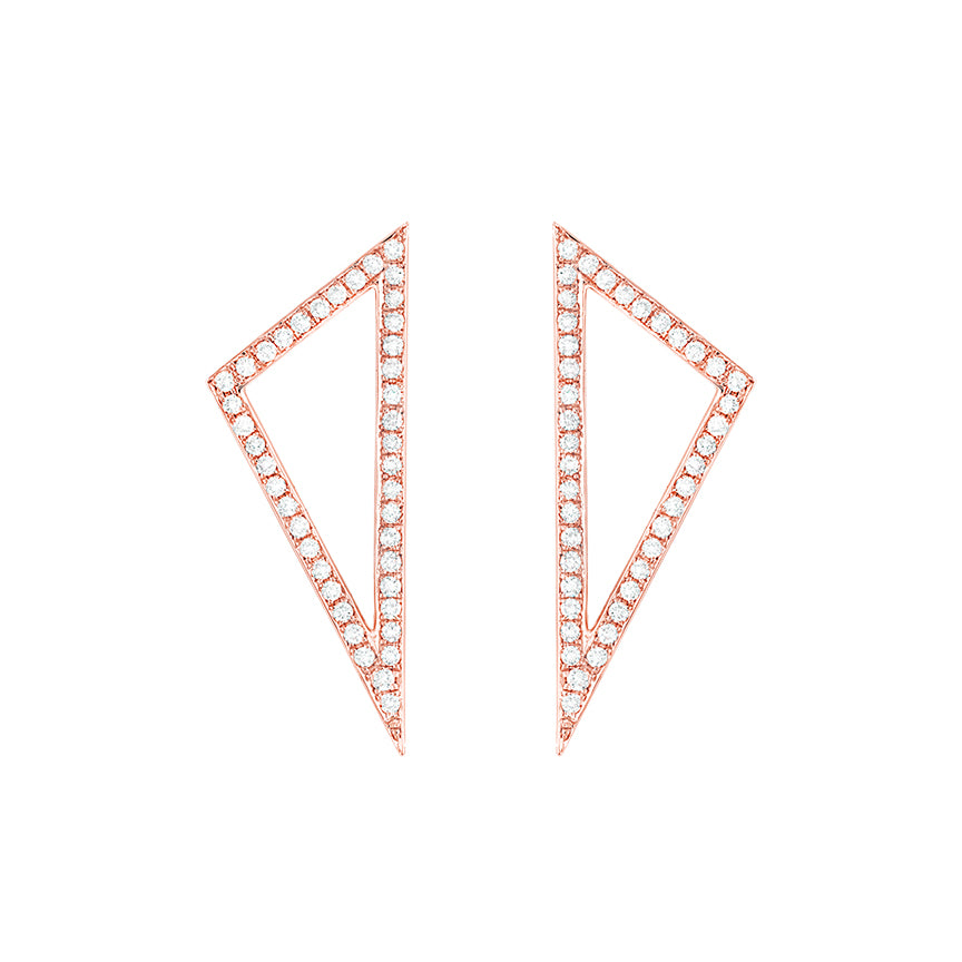Medium All Diamond Triangle Earrings | Rose Gold