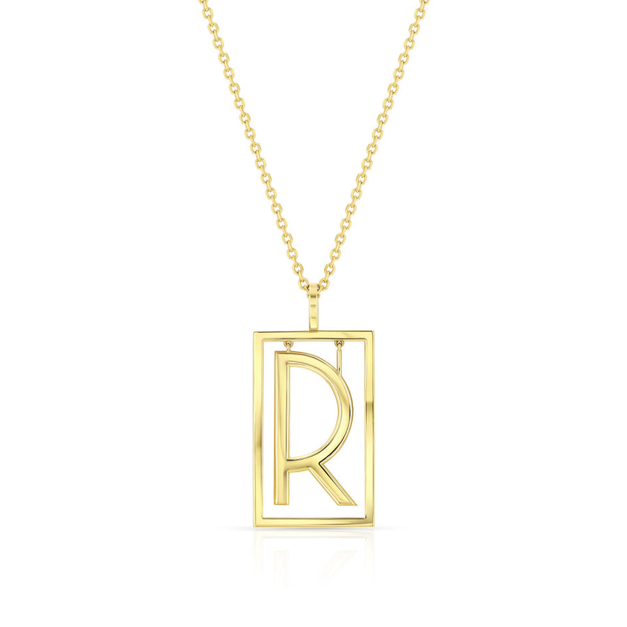 Large Deco Initial Necklace | Yellow Gold