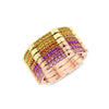 Ombre Pink and Yellow Sapphire Gear 6 Band Set | Rose and Yellow Gold