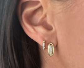 Domed Marquis Studs | White Gold