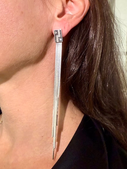 Meridian Fringe Earrings | White Gold