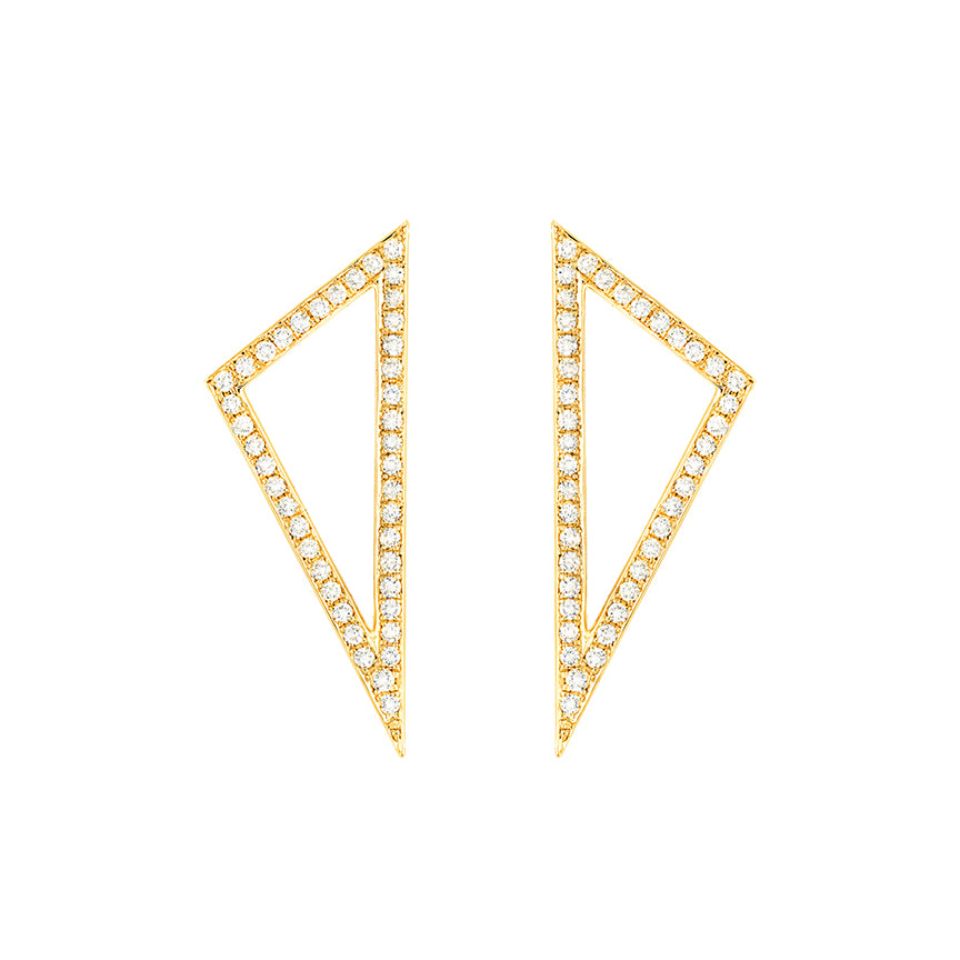 Medium All Diamond Triangle Earrings | Yellow Gold