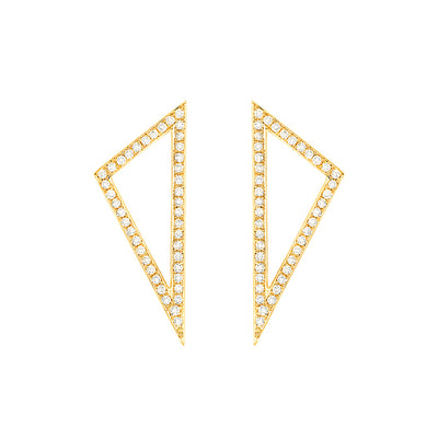 Medium All Diamond Triangle Earrings | Yellow Gold