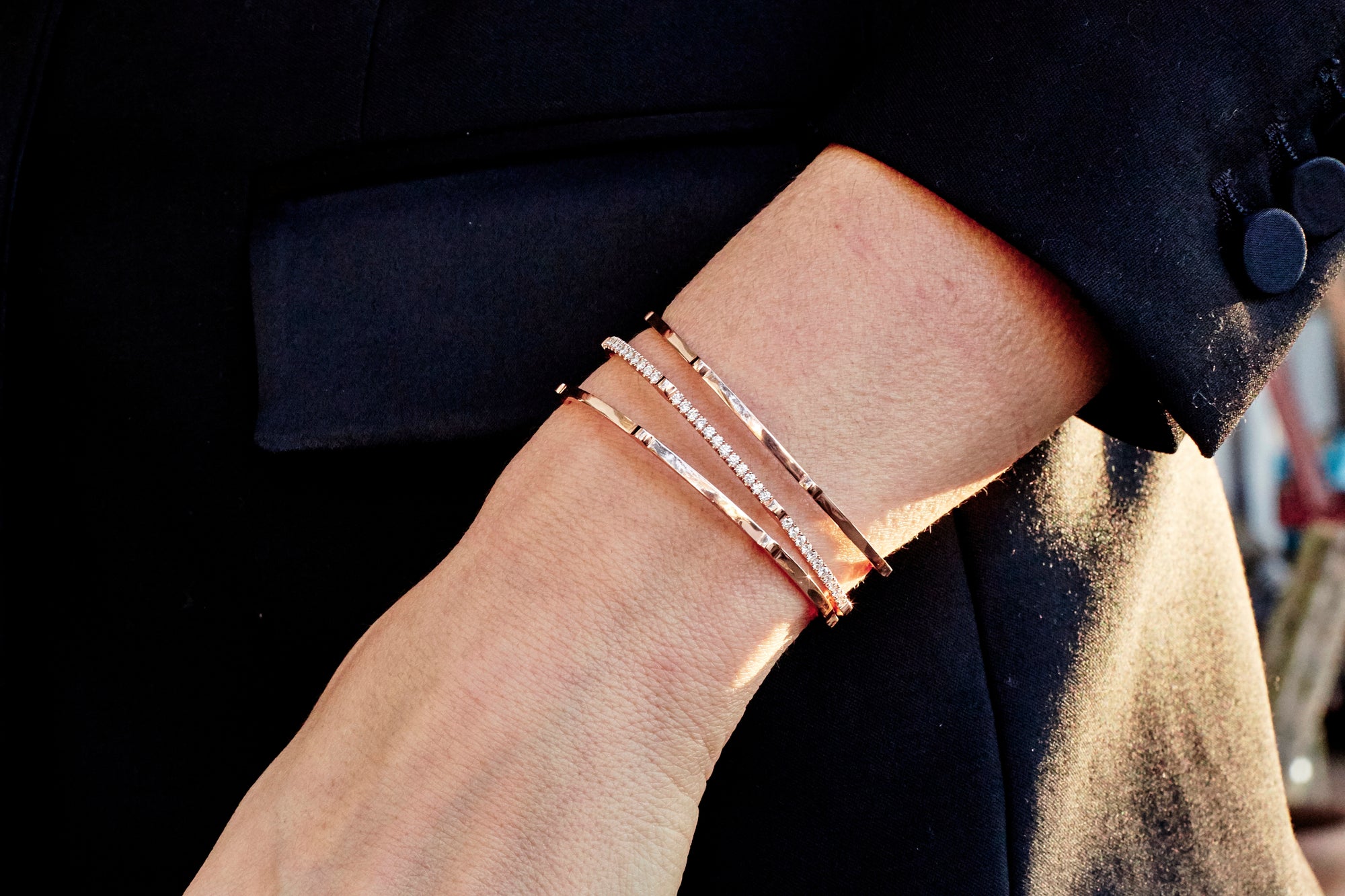 Open Gear Bangle | White Gold