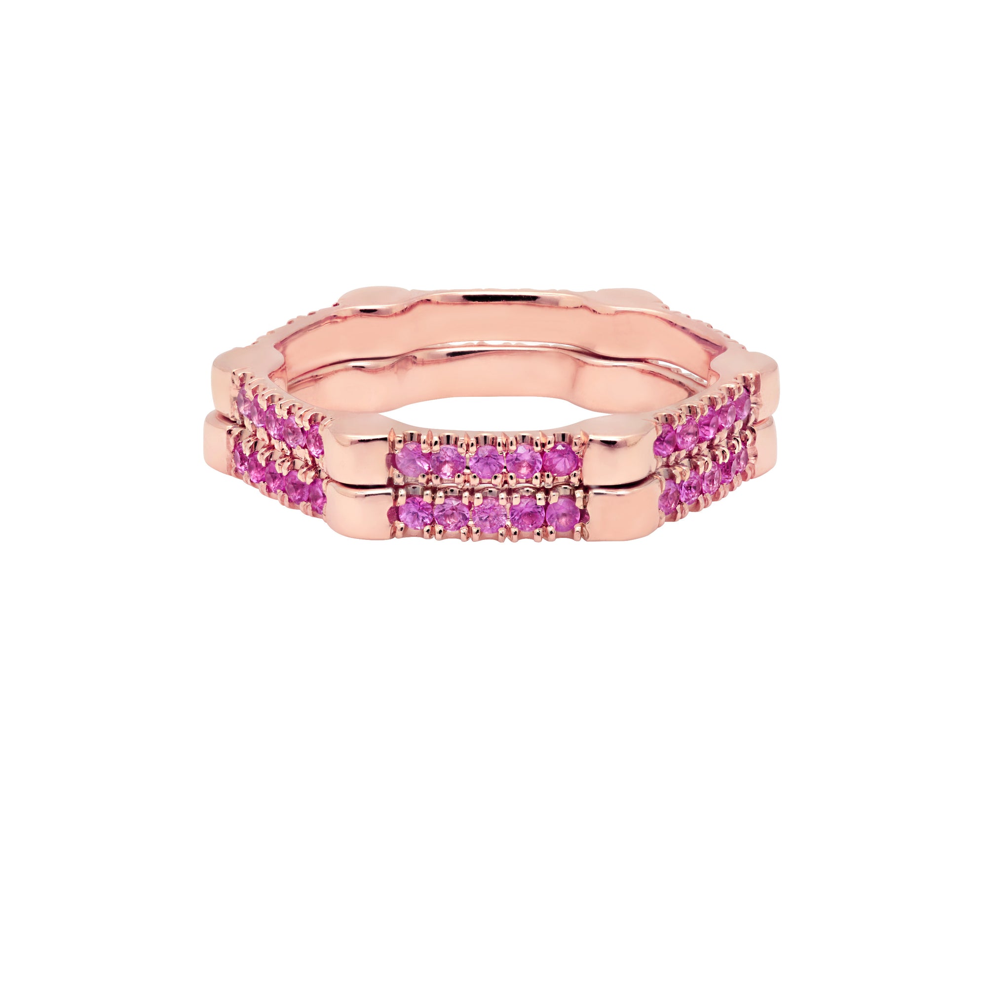 Pink Sapphire Gear Band | Rose Gold