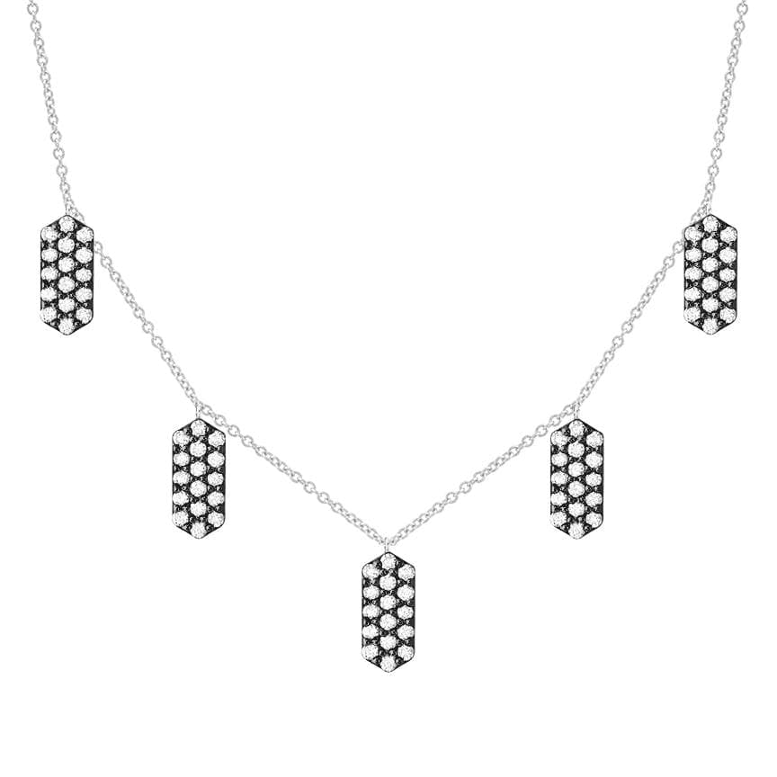 Diamond Five Marquis Charm Necklace | Black Gold