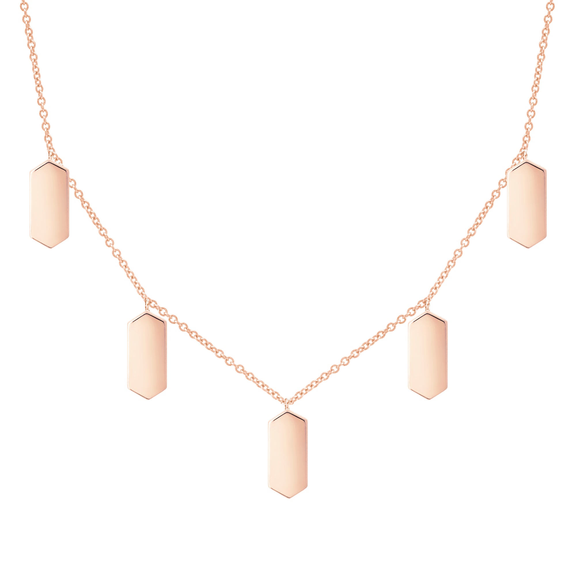 Five Marquis Charm Necklace | Rose Gold