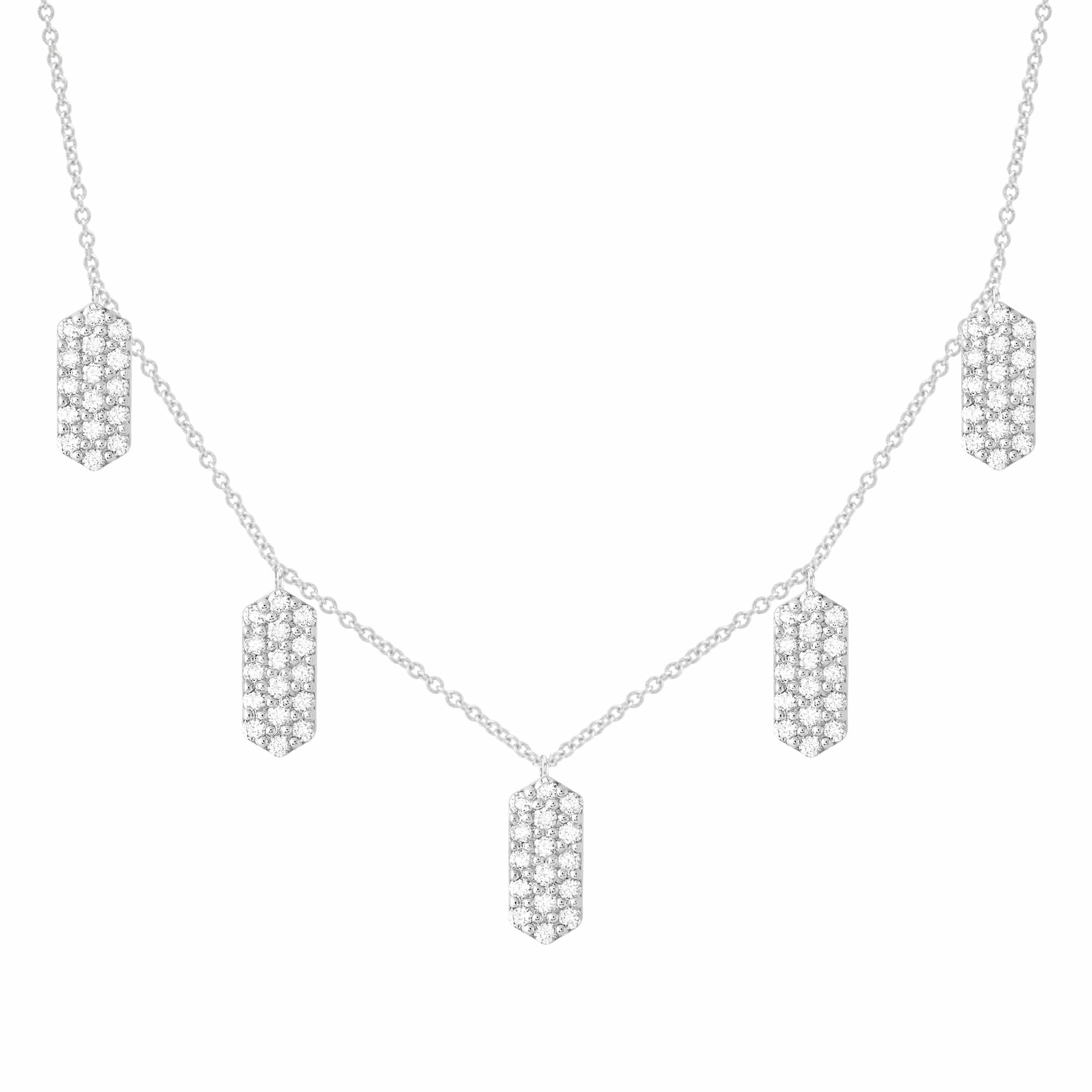 Diamond Five Marquis Charm Necklace | White Gold