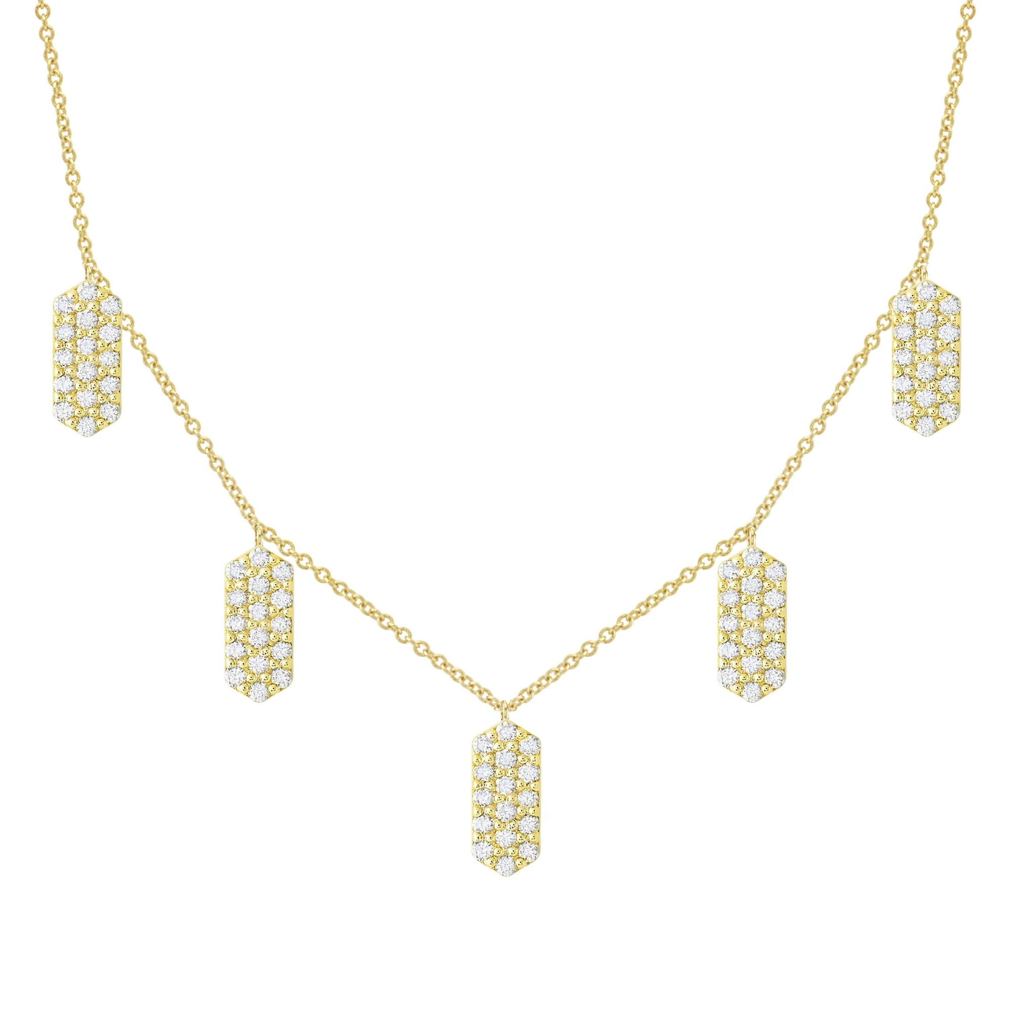 Diamond Five Marquis Charm Necklace | Yellow Gold