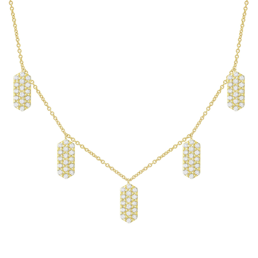 Diamond Five Marquis Charm Necklace | Yellow Gold