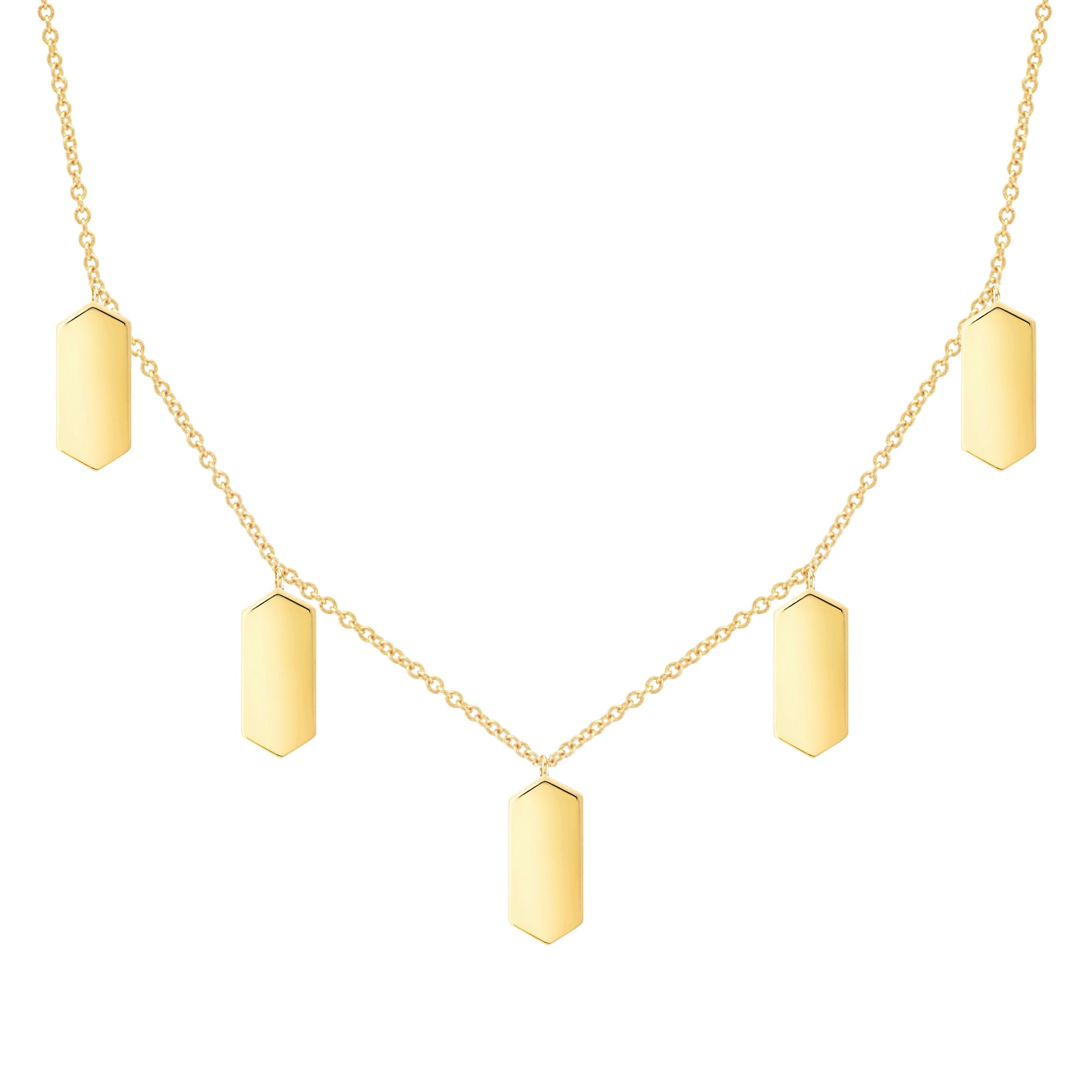 Five Marquis Charm Necklace | Yellow Gold
