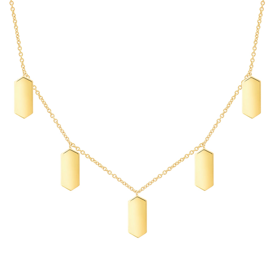Five Marquis Charm Necklace | Yellow Gold