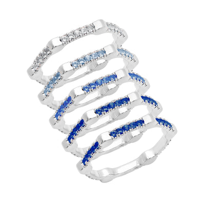 Ombre Blue Sapphire Gear 5 Band Set | White Gold