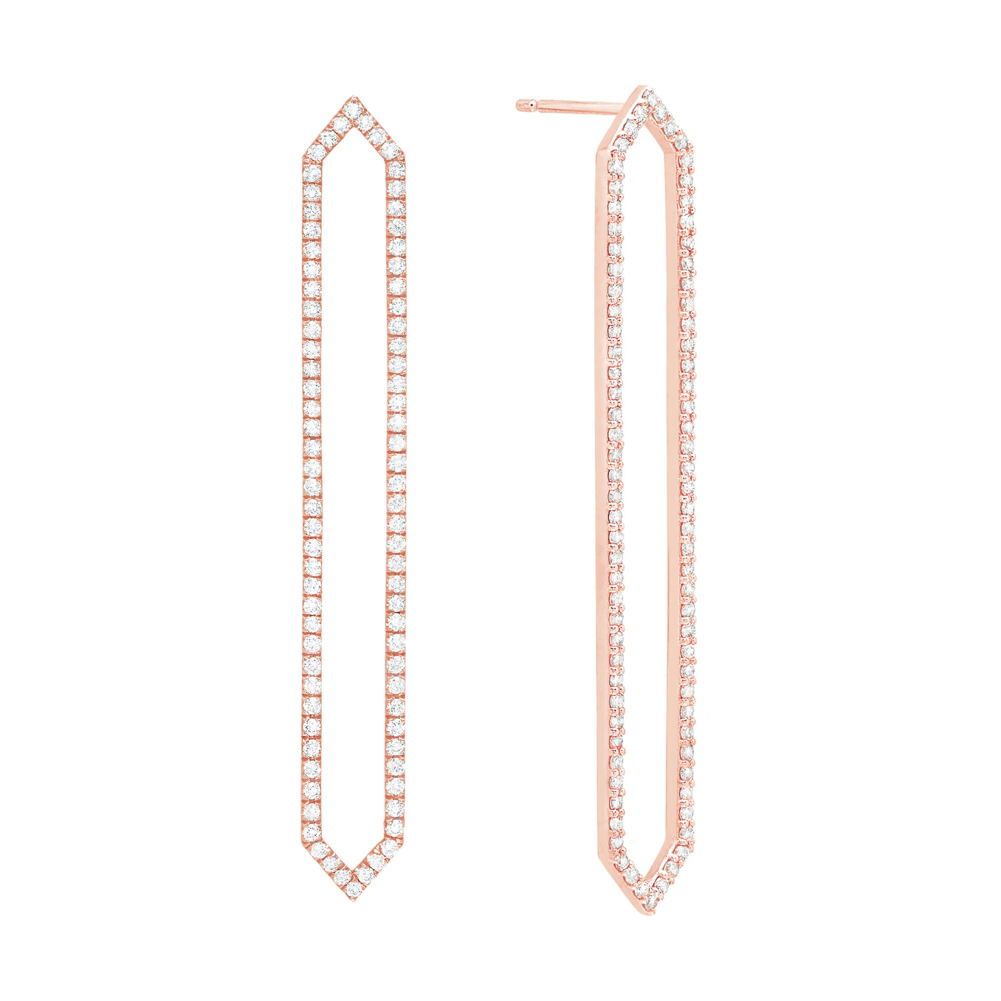 All Diamond Long Marquis Earrings | Rose Gold