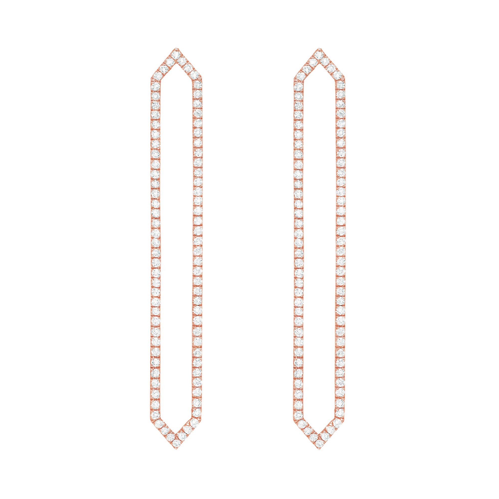 All Diamond Long Marquis Earrings | Rose Gold  Earring Rachel Katz Jewelry